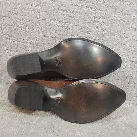 Frye Sacha Moto Shootie Brown Suede Side Zip Bootie Women's Size US 6.5B, 7.5B - Picture 10 of 11